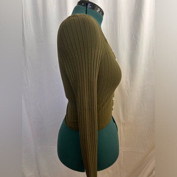 LOS ANGELES Atelier cropped green button up cardigan size small - Picture 4 of 9